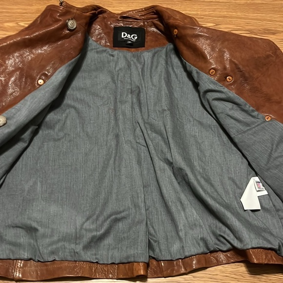 Dolce & Gabbana Women's Cognac Brown Leather Jacket Size 40 (~US Medium). - Picture 10 of 12